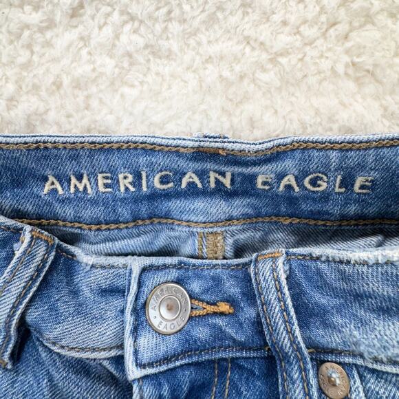 American Eagle Mom Shorts Women 00 Floral Embroidered Distressed Raw Hem Denim - Picture 10 of 12